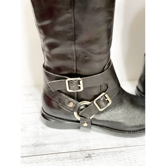 Kenneth Cole Tall Black Riding Leather Boots - Picture 3 of 6